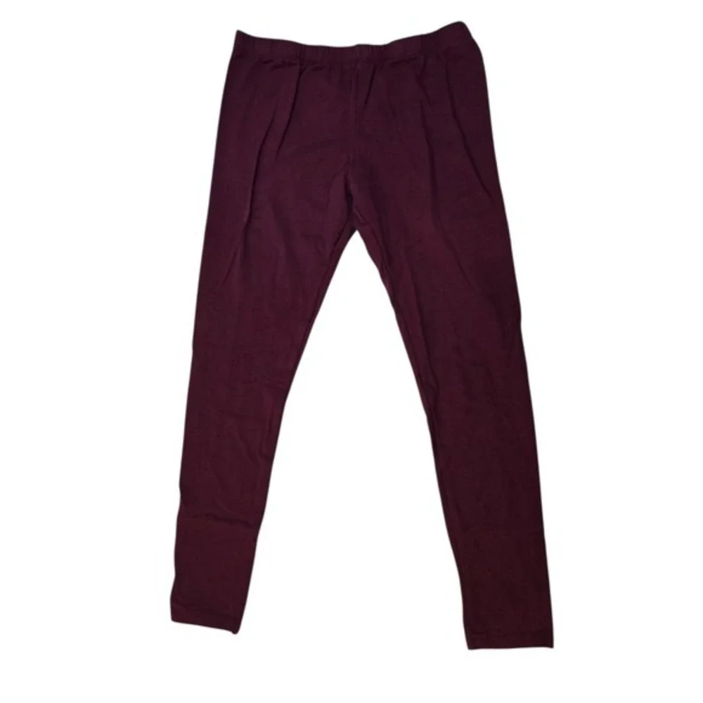 Burgundy Solid Leggings Kids Girls Maroon Elastic Waist Full‎ Length Pants